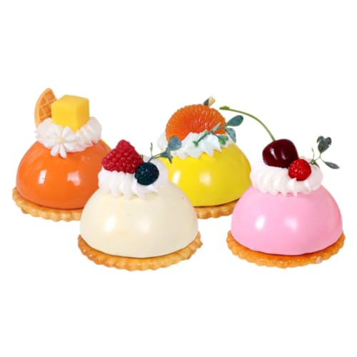 TOYANDONA 4 Stück Kleines Kuchenmodell Mini-Food- Wurstbecher Spielzeugnahrung Gestufter Tablettständer Spielküchenzubehör Realistischer Kuchen Künstlicher Schokoladenkuchen PVC von TOYANDONA