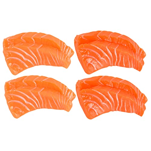 TOYANDONA 4 Stück Lachs-Modell Gefälschte Lebensmitteldekore Realistischer Gefälschter Lachs Lachsfälschung Lachs Requisiten Künstliches Fleisch Essensmodelle Vorgeben Kleines Lachsdekor PVC von TOYANDONA