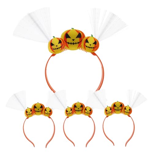 TOYANDONA 4 Stück Leuchtendes Kürbis Stirnband Blinkende Halloween Kostüme Ornamente Für Ornamente Zum Basteln Dekoration Kürbis Glitzer Stirnband Neuartige Form Stirnband Haarband von TOYANDONA