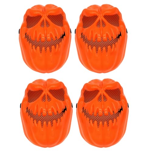 TOYANDONA 4 Stück Maske Halloween-Horror Halloween voll Halloween-Cosplay halloween schminke halloween make up pumpkin mask Leistungsqualitäten Halloween-Performance-Requisite Plastik Orange von TOYANDONA