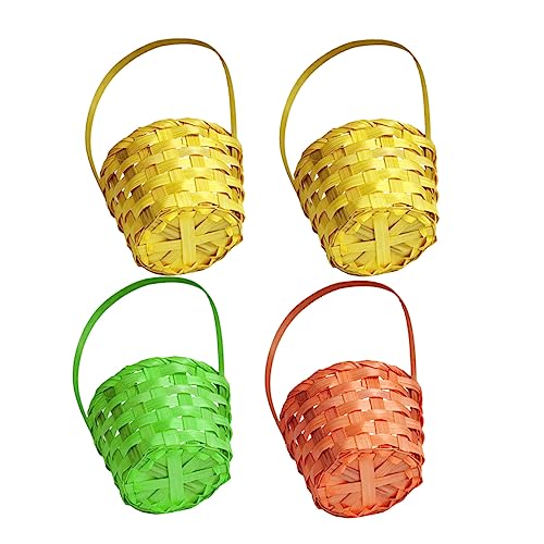 TOYANDONA 4 Stück Mini-Bambuskorb Ostern-Süßigkeiten-Eimer Osternest für Glückseligkeitsbehälter Osterkorb Speisekammer kühlkorb einkaufskorb storage baskets Osterei-Korb bunte Körbe von TOYANDONA