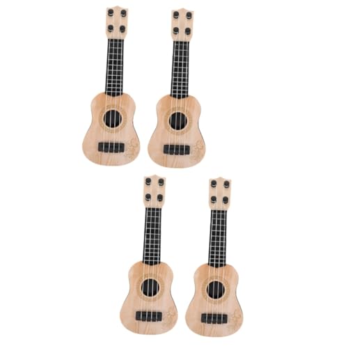 TOYANDONA 4 Stück Mini-Ukulele Kinder-Ukulele Kleinkind Ukulele Spielzeug Kinder Gitarre kinderinstrumente Gitarre für Kinder kleines Gitarrenmodell Frühpädagogisches Spielzeug Plastik Beige von TOYANDONA