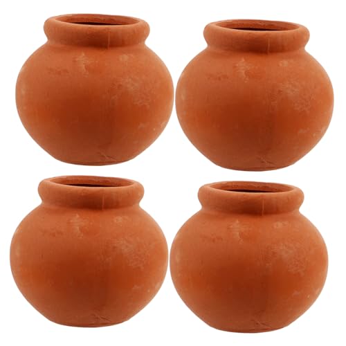 TOYANDONA 4 Stück Miniatur Blumentopf Puppenhaus Spielzeug Minivase Für Puppenhaus Mini-Puppen Puppenhaus Mini Kleine Topfpflanzen Selbst Pflanzen Kleine Terrakottatöpfe Orange Keramik von TOYANDONA