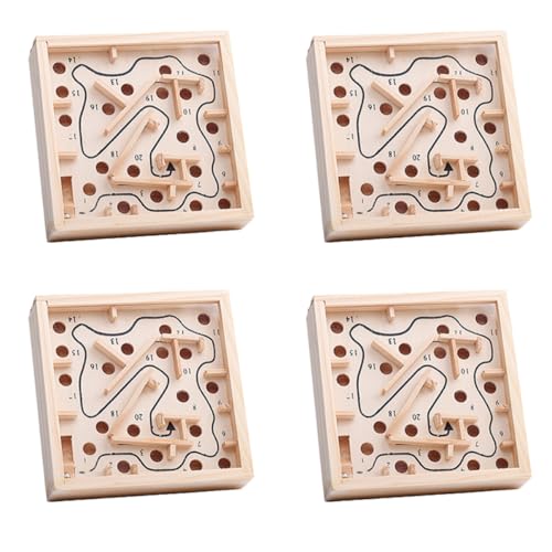 TOYANDONA 4 Stück Palmenlabyrinth Puzzle für spieltafel für drinnen labyrinthus hölzernes Labyrinth- Labyrinth-Puzzle aus Holz Beige von TOYANDONA