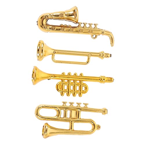 TOYANDONA 4 Stück Puppenhaus Puppe Musikinstrumente Miniaturen Miniatur Gitarre Gitarrenmodell Mini-Dinge Bausätze Winzige Spielsachen Mini-Gitarre Mini- Golden Plastik von TOYANDONA