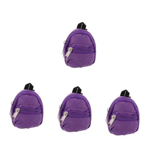 TOYANDONA 4 Stück Puppenrucksack So Tun, Als Spiele Rucksack Mini-Schultasche Mini-Rucksack Für Puppen Zubehör Für Die Puppenhausschule Miniaturen-Rucksack Decora- Stoff Violett von TOYANDONA