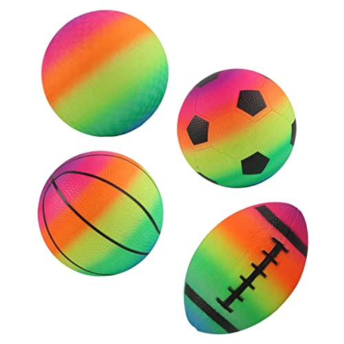 TOYANDONA 4 Stück Regenbogen-sportball Mini-wasserbälle Hüpfbälle Fußball Spiel Poolball Bällebad Leichter Springender Ball Kinderball Bälle Im Freien Hüpfender Ball PVC von TOYANDONA