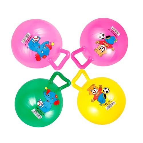 TOYANDONA 4 Stück Schläger handhaben Sprungball für Kleinkinder Kinderspielzeug aufblasbarer Hopfenball hupfball für Kinder Activity für Kinder Springball Kugel handhaben Cartoon-Bälle PVC von TOYANDONA