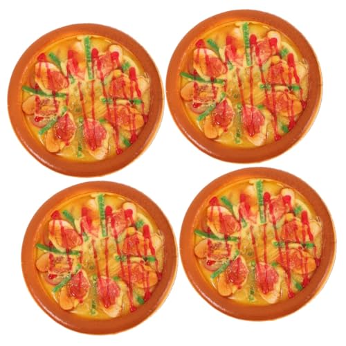 TOYANDONA 4 Stück Simulation Pizza-Modell simuliertes Pizza-Spielzeug Künstliche Pizza Falsche Pizza Modell Dekoratives Pizza Modell Lebensmittelspielzeug realistisches Pizzamodell PVC von TOYANDONA