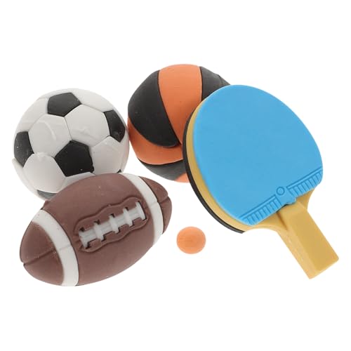 TOYANDONA 4 Stück Simulationskugelmodell Mini-Häuser Mini-Zubehör Mini- -Basketballmodell tischtennisball Tischtennis Platte Football Balls kleines Hausgerät Puppenhausverzierungen Gummi von TOYANDONA