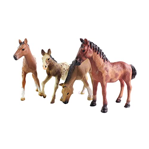 TOYANDONA 4 Stück Simulationspferd Heimdekoration Autodekoration Miniatur Pferdemodell Pferde Figuren hühner Cars deko ponycape Desktop-Pferdeverzierung Plastik Brown von TOYANDONA