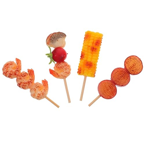 TOYANDONA 4 Stück Simulierte Grillspieße simuliertes Essen Spielen , Küchenspielzeug Küche Food-Modell -Modell Modell für geröstete Lebensmittel Grill-Spielset PVC von TOYANDONA