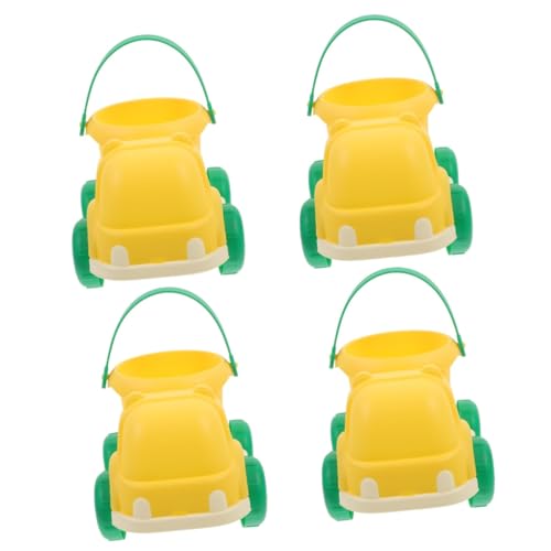 TOYANDONA 4 Stück Strand Spielzeugauto Sandspielzeug für Kinder Strandspielzeug Faltbarer Eimer Kinder sandspielzeug Beach Toys for Sandeimer Graben Sand-LKW-Eimer weiches Gummi Yellow von TOYANDONA