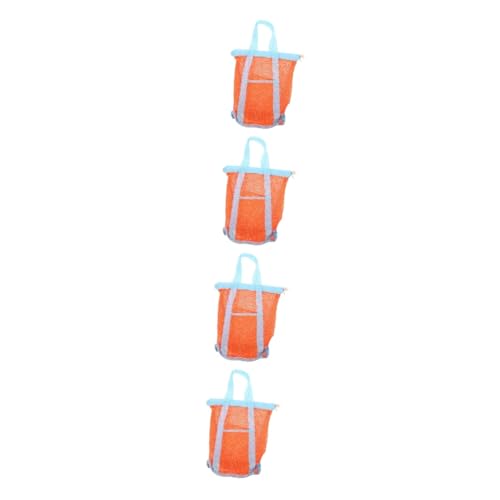 TOYANDONA 4 Stück Strandtasche Für Kinder Spielzeugbehälter Für Den Strand Muschelsäcke Aufheben Mesh-sommertaschen Tasche Mit Kordelzug Aufbewahrungstasche Für Strandspielzeug Nylon Orange von TOYANDONA