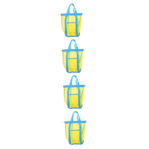 TOYANDONA 4 Stück Strandtasche für Kinder Muscheltaschen für Kinder Sand Mesh-Tasche sandspielzeugtasche Spielzeug Aufbewahrungstasche Strand-Mesh-Tasche Pooltasche Nylon Yellow von TOYANDONA