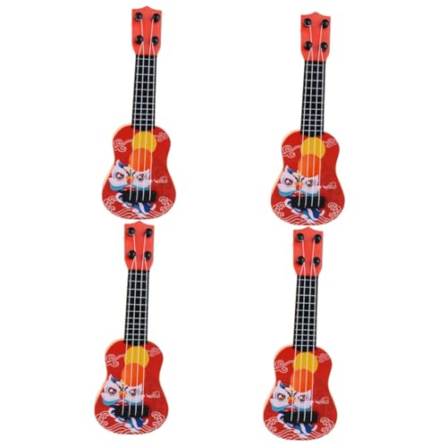 TOYANDONA 4 Stück Ukulele Gitarre für Kinder im Alter von 5-9 Jahren Kindergitarre für Kinder Gitarren für Kinder Spielzeug für Kinder Spielzeuggitarrenmodell Minigitarre für Kinder Abs rot von TOYANDONA