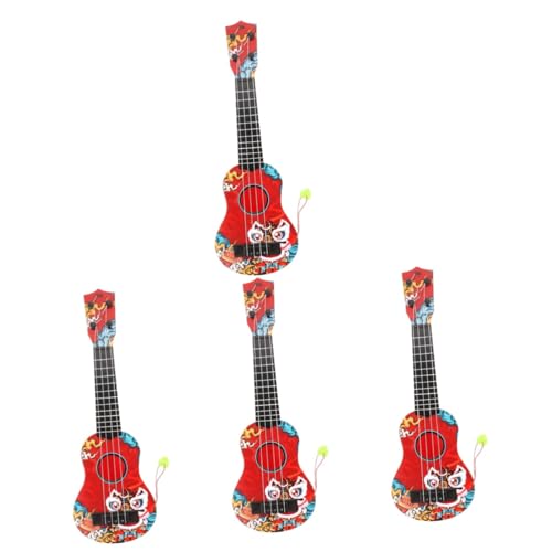 TOYANDONA 4 Stück Ukulele für Kinder kinderinstrumente musikinstrumente für Kinder Musikalisches Spielzeug für Kleinkinder Kinder Ukulele Kinderspielzeug Ukulele für anfänger Plastik rot von TOYANDONA