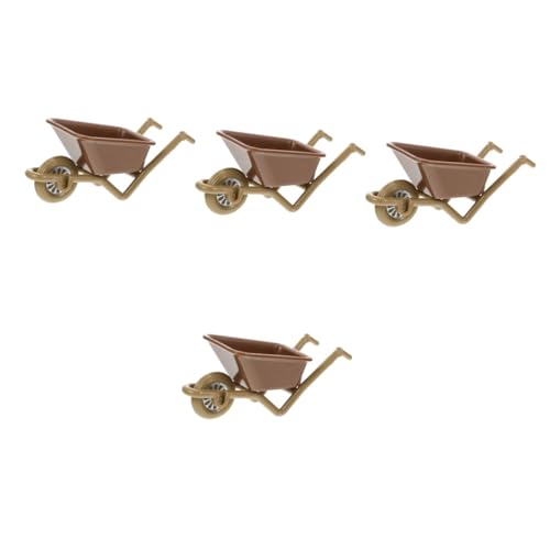 TOYANDONA 4 Stück Warenkorb-Modell Kinderwagen Mini-Spielzeug Bauernhofwagen Für Kinder Wagenmodelle Für Gartenzubehör Modell-Miniatur-dekor Mini-gartenwagen-Modell Miniaturwagen Brown Abs von TOYANDONA