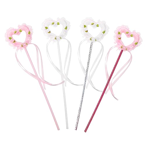 TOYANDONA 4 Stück Zauberstab Fairy Wand Kinderkleider Kinderparty Dekoration Toys Partyartikel für Bausätze Herzförmiger Feenstab Mädchen-Performance-Requisite Schaum von TOYANDONA