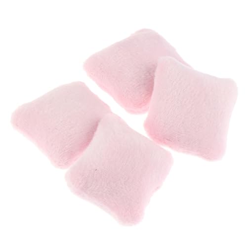 TOYANDONA 4 Stück Zubehör für Puppenhäuser Puppenhaus Puppenbett Mini Möbel büro Dekoration Office Decoration kompaktes Kissenmodell kompaktes gefälschtes Kissen Flanell Rosa von TOYANDONA