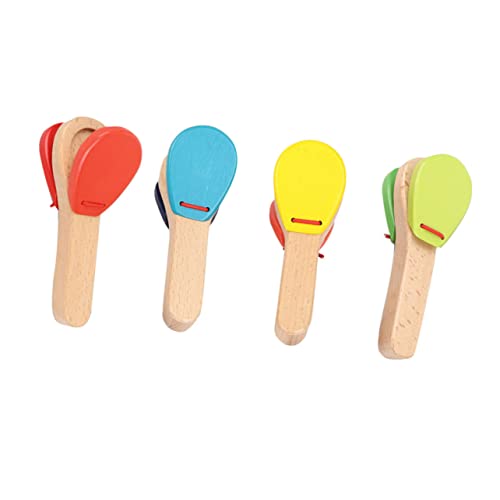 TOYANDONA 4 Stück mit Kastagnetten umgehen Kinder Musikinstrumente Spielzeug Kastagnetten für Kinder Handheld Castanets Percussion Toys Musikspielzeug aus Holz Kastagnetten aus Holz von TOYANDONA