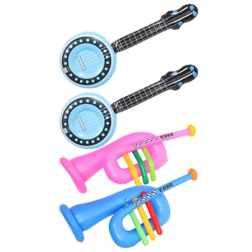 TOYANDONA 4 Stücke Musical Instrument Horn Pool Float Pool Gitarre Trommel Musik Party Favors Tamburin Nachtclub PVC von TOYANDONA