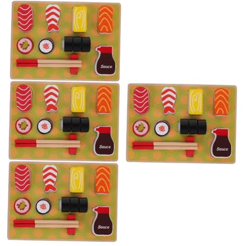 TOYANDONA 4-teiliges Set Sushi-Spielzeug Küchenspielzeug Vortäuschen Sushi Für Kinder Vortäuschen Kinderspielzeug Holzspielzeug Melissa Pizza Küchensimulationsspielzeug Essen Spielen Hölzern von TOYANDONA