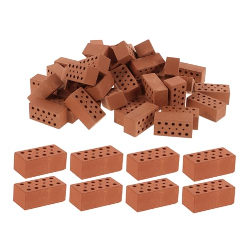 TOYANDONA 40st Puppenhaussteine Miniaturmöbel Mini-bausteine Mini-Steine-kit Miniatur-ziegelstein Pflanzen Grundplatte Sandtisch-Ziegel-Modelle Modellbausätze Stadt Light Brown Ton von TOYANDONA