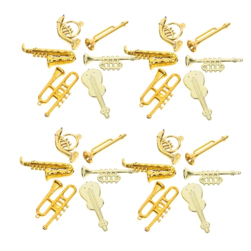 TOYANDONA 48 STK Mini-Musikinstrumente Musikalisches Ornament Instrumentendekoration Saxophon Modell Weihnachtsbaum-Musik-Schmuck Miniaturmodell eines Musikinstruments Plastik Golden von TOYANDONA