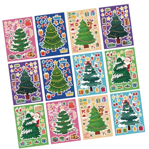 TOYANDONA 48 Stück Weihnachtsaufkleber Baumaufkleber Dekorative Aufkleber Weihnachtsaufkleber Festliche Wandaufkleber Weihnachtsparty Aufkleber Weihnachtsmann Aufkleber Abziehbilder von TOYANDONA