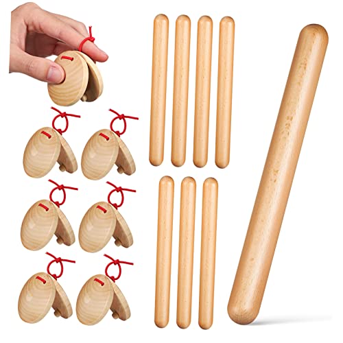 TOYANDONA 4Paare Rhythmus Sticks und Holz Castanets Musikinstrumente für Musikalische Früherziehung Sicher Hochwertigem Holz Gefertigt für Monate und Älter TOYANDONA 4Paare Rhythmus Sticks und Holz Castanets Musikinstrumente für Musikalische Früherziehung Sicher Hochwertigem Holz Gefertigt für Monate und Älter von TOYANDONA