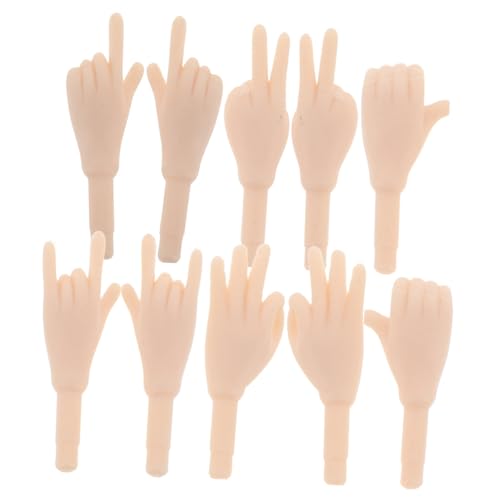 TOYANDONA 5 Paare Puppenzubehör mit weißem Körper Puppenteile Miniatur-Fingerhände Mini-Handersatz Ersatzteile für Puppenhand Zubehör für Handgesten Puppenhandgelenke Babyhände Plastik Beige von TOYANDONA