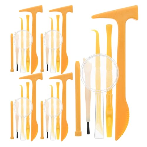 TOYANDONA 5 Sätze Graben Werkzeuge Konsolenpalette Süße Dekoration Schubladenfinder Anti-Kratz-Folie, Anti-beschlag-Folie Mini-statuen Lernspielzeug Miniaturstatuen PVC Orange von TOYANDONA