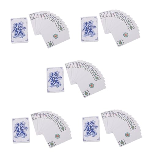 TOYANDONA 5 Sätze Mahjong-Poker Chinesisches Mahjong-Kartenset Tragbares Mahjong-Kartenset lustiges Mahjong-Kartenspielzeug chinesische traditionelle Karten Requisiten für Reisetischspiele von TOYANDONA