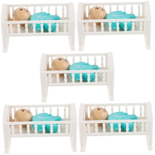 TOYANDONA 5 Sätze Puppenhausbett Puppenhaus-Miniaturkrippe Puppenstubenmöbel Puppenhaus Babybett Mini-Hausmöbel Babypuppenbett Puppenbett Dekoration Miniatur-Puppenkrippe Mini-Hausbett abs von TOYANDONA