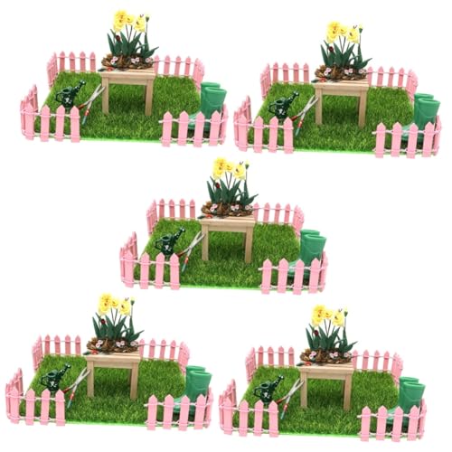 TOYANDONA 5 Sets Mini Garten Set Außendekorationen Puppenhaus Miniaturen Zum Dekorieren Miniatur Set Dekorative Mini Bastelarbeiten Dekor DIY Mini Ornament Zaun Mini Miniatur von TOYANDONA