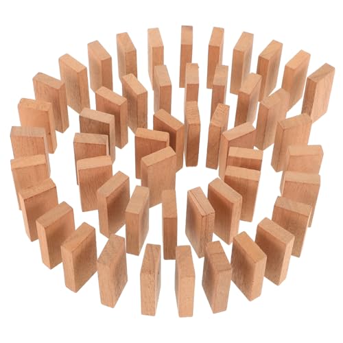 TOYANDONA 50 Stück Domino-Spiel Familien brettspiel familienspiel Holzbausteine Domino Ersatzsteine Domino Dominosteine ​​aus Holz Mini-Brettspiele Dominotisch hölzern Light Brown von TOYANDONA