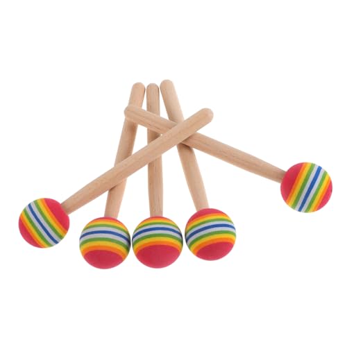 TOYANDONA 5St Lollipop-Trommelstöcke Kinder Holzschlägel Musikalisches Spielzeug für Kinder Holzgriffe für Kinderpercussion Trommelstöcke für Kinder Schlagzeugstöcke Trommelschlägel Schwamm von TOYANDONA