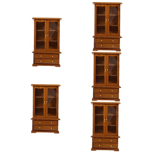 TOYANDONA 5St Puppenhausmöbel Miniatur-Aufbewahrungsschrank Bücherregal Miniaturbausatz Mikroszenendekoration Puppenhaus Dekoration Miniatur-Schrankverzierung Puppenhauszubehör hölzern Brown von TOYANDONA