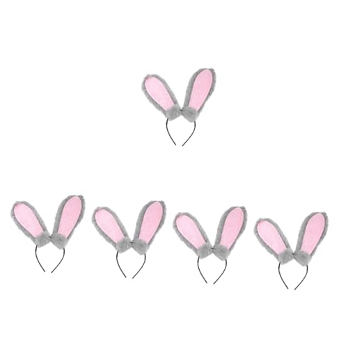 TOYANDONA 5St Stirnband Hasenohren Bunny Ears Bunny Ohren Party haarreifen haarclips tragegurte ausgestopfter Hase Kaninchen-Cosplay-Stirnband Hasenohr-Haarreifen Haarspange Plastik Grey von TOYANDONA