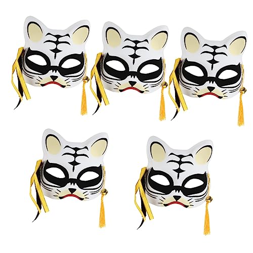 TOYANDONA 5St Tiger Maske halloween masken halloweenmaske karnevalsmasken Gesichtsmaske tier masken Gruselige Tiermasken Halloween-Fuchs Party-Tiger-Maske leuchtende Tigermaske Plastik Weiß von TOYANDONA