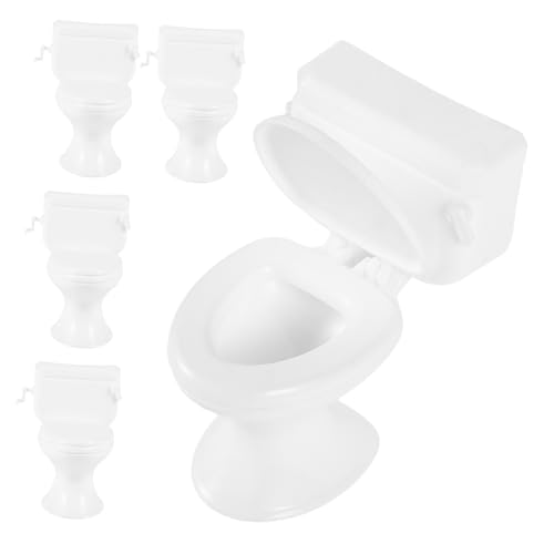 TOYANDONA 5St Toilettenmodell Mini Toilettenspielzeug für Babys tragbares Töpfchen puppenhaus Toilette Puppenhaus-Toilette Puppenhausmöbel-Toilette winzige Hausmöbel Abs Weiß von TOYANDONA