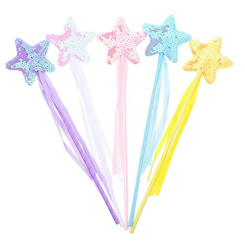 TOYANDONA 5St Zauberstab Mädchenspielzeug glitzernder Feenstab Feenstäbe für rosa Sternstab Party zubehör Toys Party Supplies Party-Foto-Requisite Mädchen Fee Stock Stoff von TOYANDONA