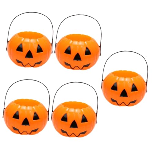 TOYANDONA 5st Kürbis Eimer Kürbis-süßigkeiten-eimer Mini-kürbis-leckerli-eimer Eimer Für Mini-eimer Halloween-süßigkeitshalter Mini-kürbiseimer Süßigkeiten-leckereien-korb Plastik von TOYANDONA