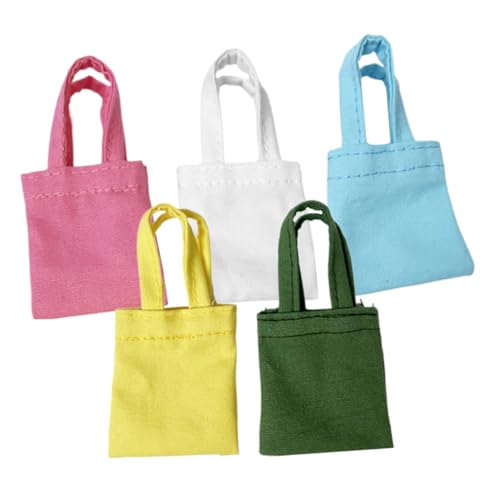 TOYANDONA 5st Mini Handgefertigte Canvas-Tasche Mini-Handtasche Miniatur-Einkaufstasche Mini-puppenhandtasche Mini-einkaufstaschen Puppenhaus-Tasche Puppenhaus-Ornament Mini-Tasche Segeltuch von TOYANDONA