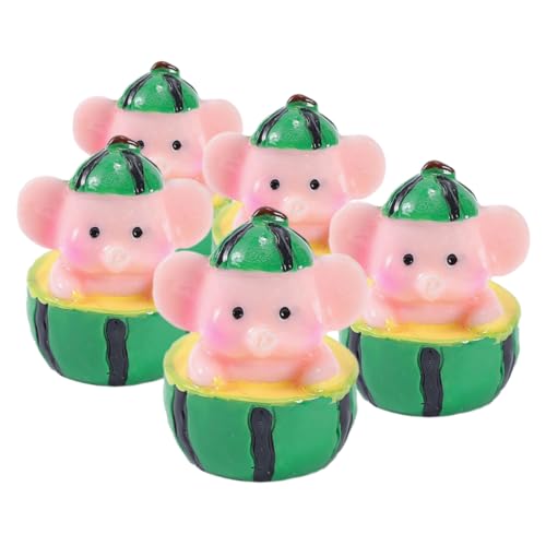 TOYANDONA 5st Mini-wassermelonen-Elefant Elefantendekor Glückselefanten-Modell Wassermelonen-tierdekor Für Den Außenbereich Wassermelonen-tierstatue Tierfiguren Elefantenfiguren Harz von TOYANDONA