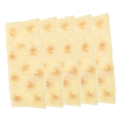 TOYANDONA 5st Nachgemachte Soda-Cracker Gefälschte Lebensmittel Realistisch Biskuit- Künstliche Torte Lebensmittel-Requisiten Zur Präsentation Prop Essen Kekse Aus Plastik PVC Beige von TOYANDONA