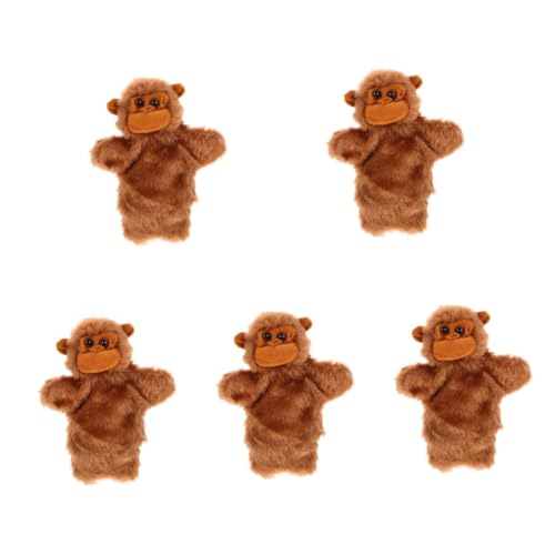 TOYANDONA 5st Orang-utan-tierhandpuppe Kinderspielzeug Marionette Puppen Handpuppe Zum Geschichtenerzählen Tierische Handpuppe Bär Handpuppe Plüsch Brown von TOYANDONA