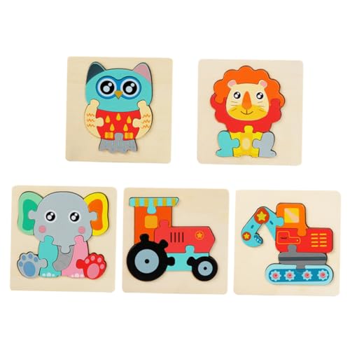 TOYANDONA 5st Tierfrühpädagogik-Puzzle Auto Spiele Babyblöcke Kleinkindblöcke Bausteine ​​für Kleinkinder Tierblöcke Tier-Matching-Puzzle Puzzle Mit Tierschnalle Holz von TOYANDONA