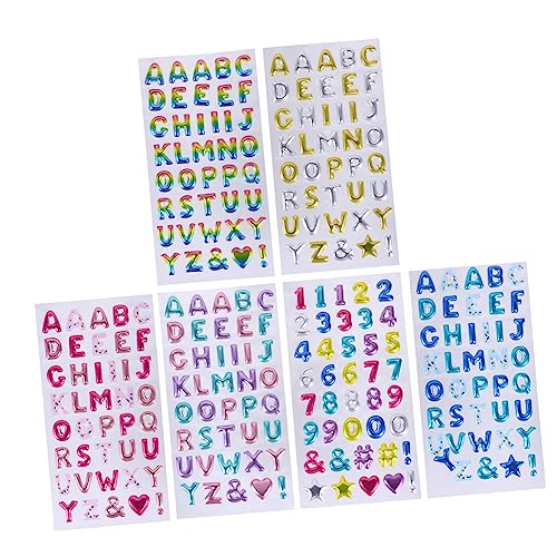 TOYANDONA 6 Blätter 3D-Aufkleber Nummern- Und Alphabetaufkleber Alphabet-Aufkleber Puzzle-nummernaufkleber Aufkleber Mit Cartoon-Buchstaben Cartoon-Glitter-Aufkleber Zahlenaufkleber Plastik von TOYANDONA